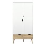 Oslo Wardrobe 2 Doors 2 Drawers in White and Oak