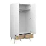 Oslo Wardrobe 2 Doors 2 Drawers in White and Oak