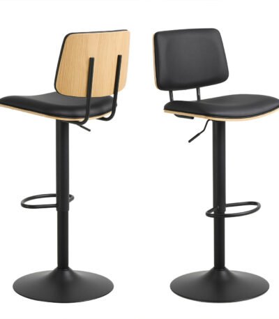 Owen Swivel Bar Stool With Height Adjustable Function in Matt Black