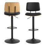 Owen Swivel Bar Stool With Height Adjustable Function in Matt Black