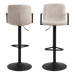 Pablo Swivel Beige Bar Stool With Adjustable Height Function Set of 2