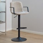 Pablo Swivel Beige Bar Stool With Adjustable Height Function Set of 2