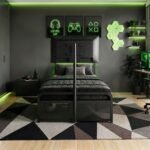 Panther Gaming TV Bed with LED Lights & Storage Black Metal - Image 2