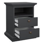 Paris Package - Bedside 2 Drawers + Chest of 4 Drawers + Wardrobe with 2 Doors Matt Grey