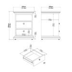 Paris Package - Bedside 2 Drawers + Chest of 4 Drawers + Wardrobe with 2 Doors Matt Grey