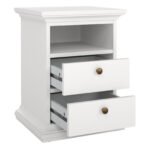 Paris Package - Bedside 2 Drawers + Chest of 4 Drawers + Wardrobe with 2 Doors White