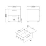Pepe Package - Bedside 2 Drawers + Chest of 4 Drawers + Wardrobe with 2 Doors in Oak with White High Gloss