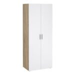 Pepe Wardrobe with 2 Doors in Oak with White High Gloss