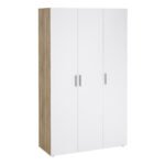 Pepe Wardrobe with 3 Doors in Oak with White High Gloss