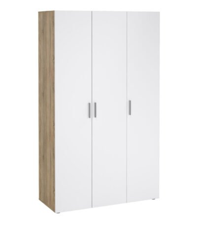 Pepe Wardrobe with 3 Doors in Oak with White High Gloss