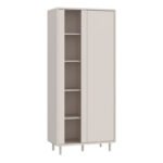 Playly Tall Storage Cabinet with Door and Concealed Open Shelving in Sand