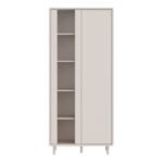 Playly Tall Storage Cabinet with Door and Concealed Open Shelving in Sand