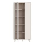 Playly Tall Storage Cabinet with Door and Concealed Open Shelving in Sand