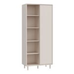 Playly Tall Storage Cabinet with Door/Open Shelving in Sand
