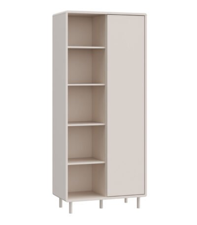 Playly Tall Storage Cabinet with Door/Open Shelving in Sand