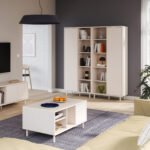 Playly Tall Storage Cabinet with Door/Open Shelving in Sand