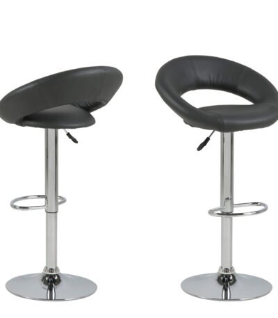 Plump Black Swivel Bar Stool with Open Back