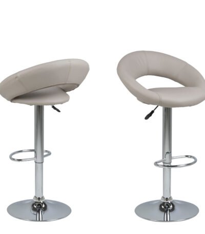 Plump Light Grey Swivel Bar Stool with Open Back