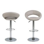 Plump Light Grey Swivel Bar Stool with Open Back