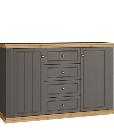 Pontypool 4 Drawer & 2-Door Sideboard in Grey and Mauvella Oak