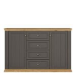 Pontypool 4 Drawer & 2-Door Sideboard in Grey and Mauvella Oak