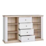 Pontypool 4 Drawer & 2 Door Sideboard in White and Riva Oak