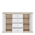 Pontypool 4 Drawer & 2 Door Sideboard in White and Riva Oak