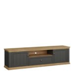 Pontypool Wide TV Unit with 2 Doors, Drawer & Open Shelf