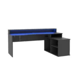 Power W L-Shaped Corner Gaming Desk with LED Lights