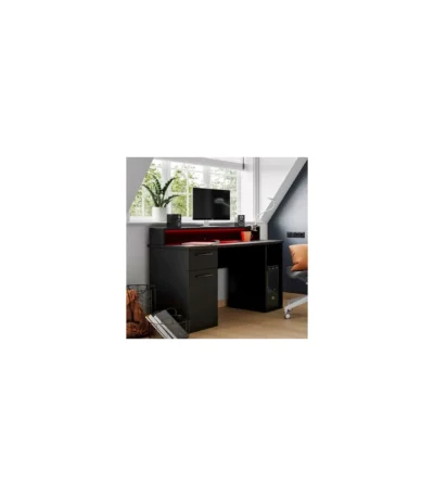 Power Z Compact Computer Gaming Desk with LED Lights