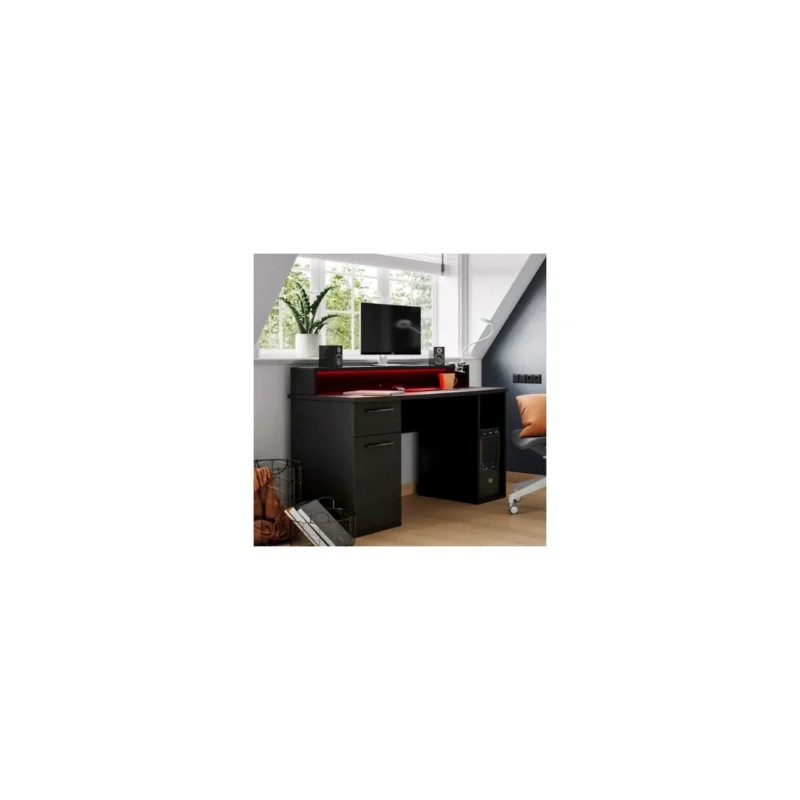 Power Z Compact Computer Gaming Desk with LED Lights