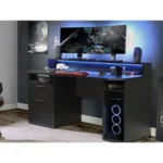 Power Z Computer Gaming Desk with LED Lights Black
