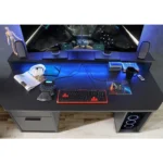 Power Z Computer Gaming Desk with LED Lights Black