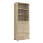 Prima Bookcase 3 Shelves with 2 Drawers 2 Doors