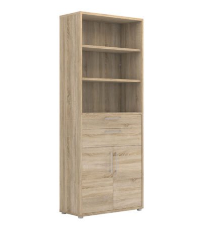 Prima Bookcase 3 Shelves with 2 Drawers 2 Doors