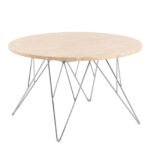 Prunus Round Coffee Table in Matt Beige and Chrome Steel Base 80x46.4cm