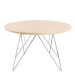 Prunus Round Coffee Table in Matt Beige and Chrome Steel Base 80x46.4cm