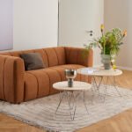 Prunus Round Coffee Table in Matt Beige and Chrome Steel Base 80x46.4cm