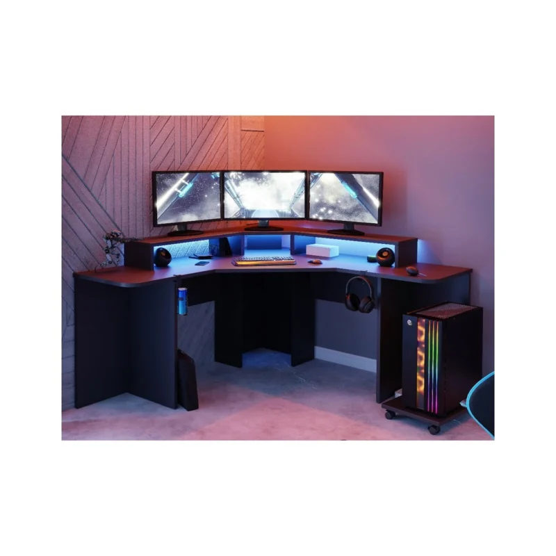 Quartz LED Corner Computer Gaming Desk