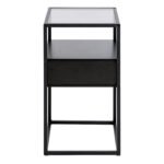 Randolf Bedside Table in Black with Smoked Glass
