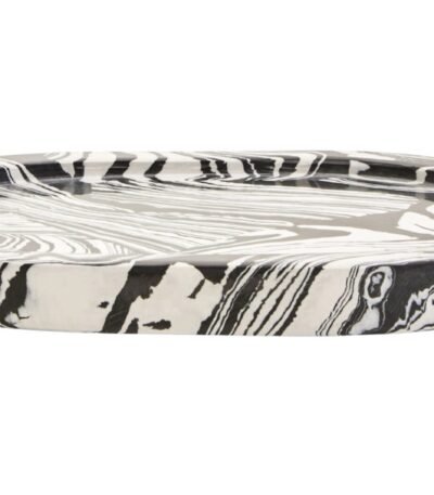 Rona Black and White Marble Oval Tray