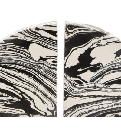 Rona Black and White Marble Set of 2 Bookends