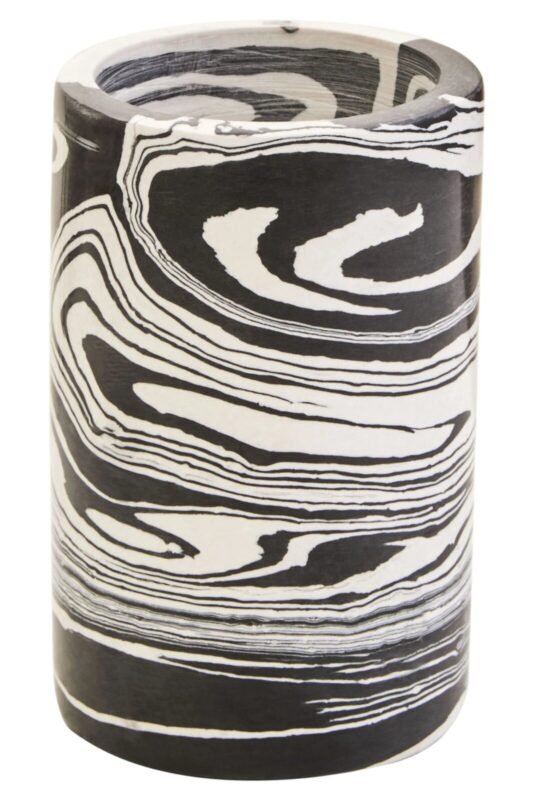 Rona Black and White Marble Two Way Candle Holder