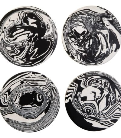 Rona Set of 4 Black and White Marble Coasters