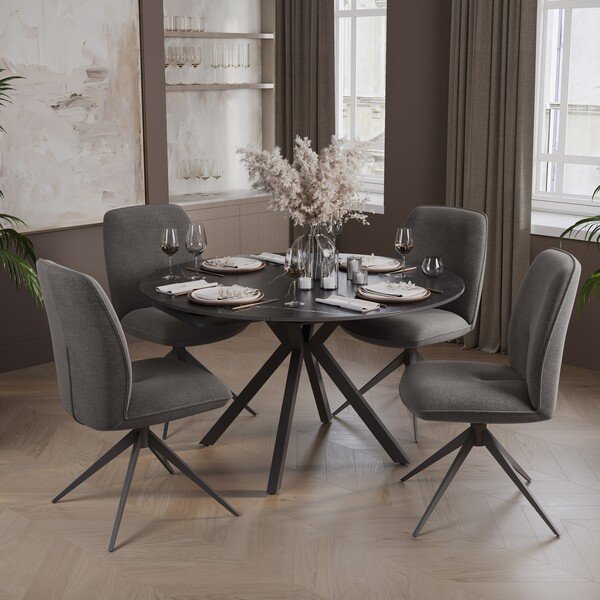 Round Ceramic Dining Table - Black Round Ceramic Dining Table - Black