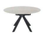 Round Ceramic Dining Table - Travertine Effect