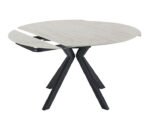 Round Ceramic Dining Table - Travertine Effect