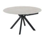 Round Ceramic Dining Table - Travertine Effect