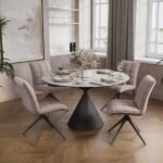 Round Ceramic Dining Table with Conical Base