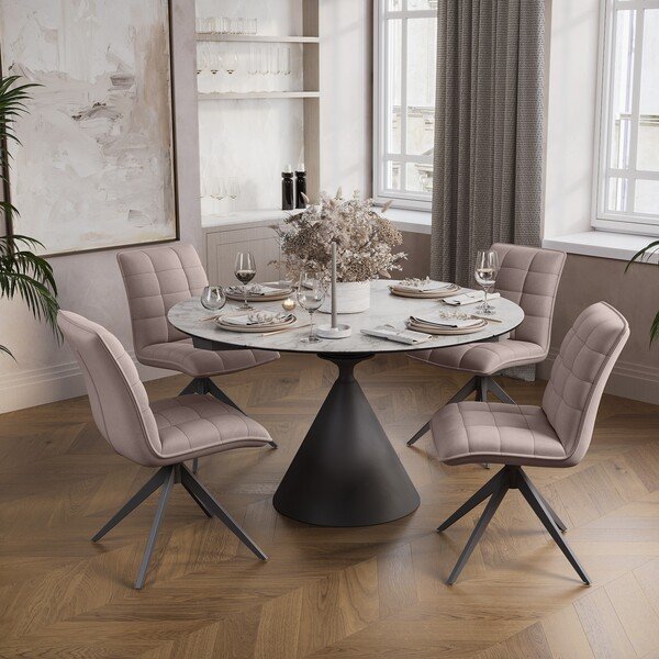 Round Ceramic Dining Table with Conical Base Round Ceramic Dining Table with Conical Base
